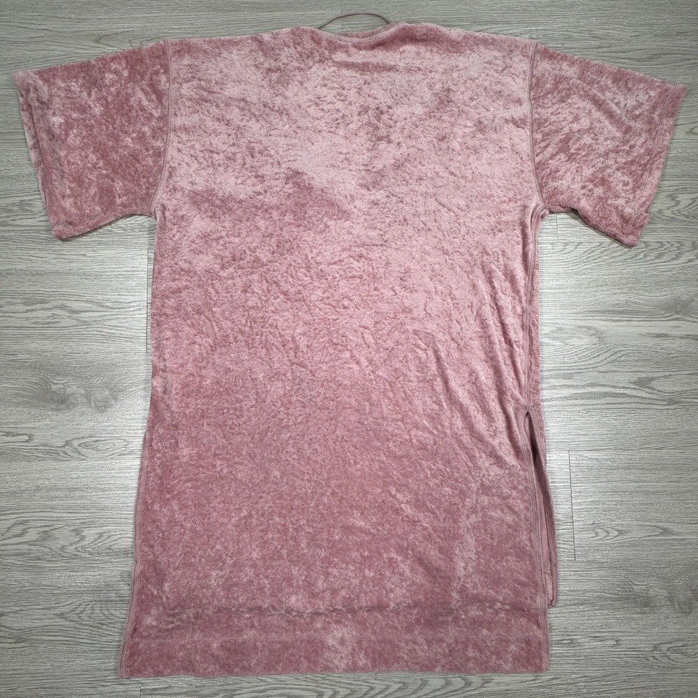 We The Free Women Tunic Top Mauve Pink Crushed Velvet V-Neck Side Slits Medium - Picture 6 of 8